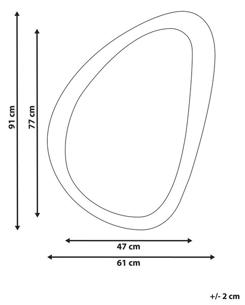 Falitükör VENAS 61 cm 91 cm Bársony Mustársárga