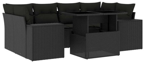 VidaXL Polyrattan Kerti Ülőgarnitúra - 7 részes - Fekete