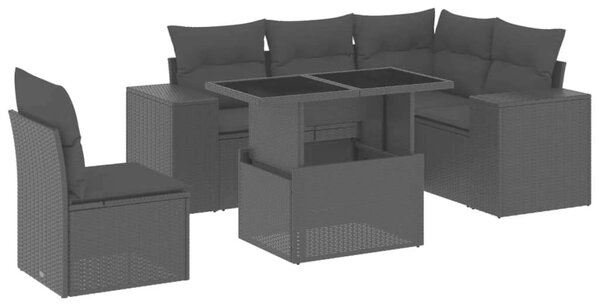 VidaXL Polyrattan Kerti Ülőgarnitúra - 6 részes - Fekete