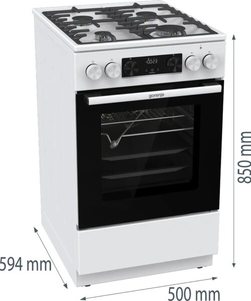 Gorenje GKS5C75WF Kombinált tűzhely 70L, 4 főzőzóna, FrozenBake, A energiaosztály