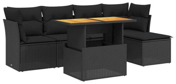 VidaXL Polyrattan Kerti Ülőgarnitúra - 6 részes, Fekete