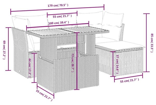 VidaXL Polyrattan Kerti Ülőgarnitúra - 6 részes, Fekete