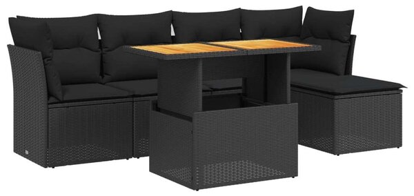 VidaXL Polyrattan Kerti Ülőgarnitúra - 6 részes, Fekete
