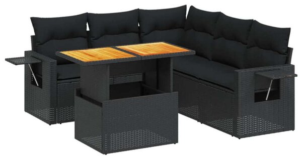 VidaXL Polyrattan Kerti Ülőgarnitúra - 6 részes - Fekete