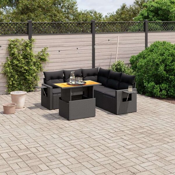 VidaXL Polyrattan Kerti Ülőgarnitúra - 6 részes - Fekete