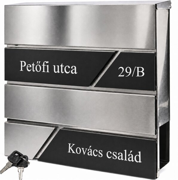Rozsdamentes (INOX) fém postaláda, gravírozott felirattal "4"