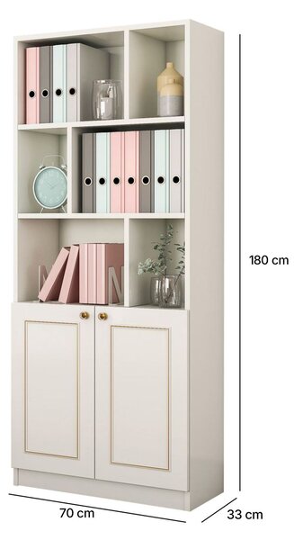 Hanah Home Könyvespolc Matt Fehér Arany - Rb-089