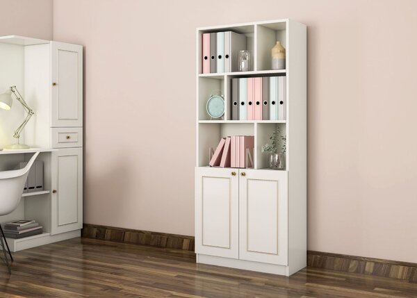 Hanah Home Könyvespolc Matt Fehér Arany - Rb-089