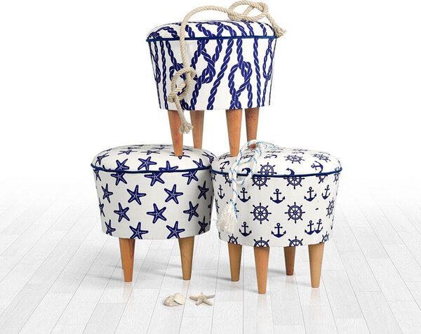 Atelier Del Sofa Cunda v2 Puff, kék-fehér