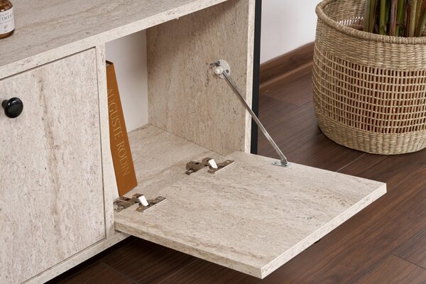 Hanah Home Console Travertine Black Solace - Travertine, Black