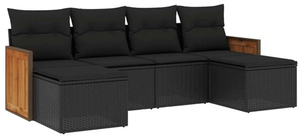 VidaXL Polyrattan Kerti Ülőgarnitúra - 6 részes - Fekete