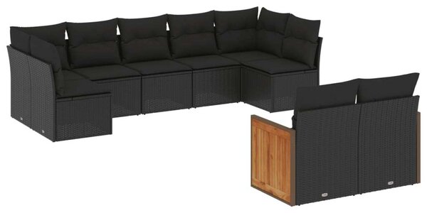 VidaXL Polyrattan Kerti Ülőgarnitúra - 9 részes - Fekete