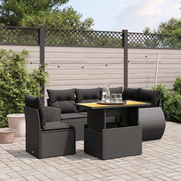 VidaXL Polyrattan Kerti Ülőgarnitúra - 6 részes - Fekete