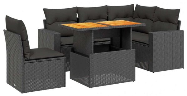 VidaXL Polyrattan Kerti Ülőgarnitúra - 6 részes - Fekete