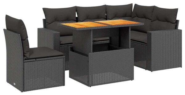 VidaXL Polyrattan Kerti Ülőgarnitúra - 6 részes - Fekete