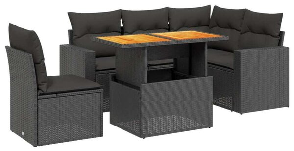 VidaXL Polyrattan Kerti Ülőgarnitúra - 6 részes - Fekete