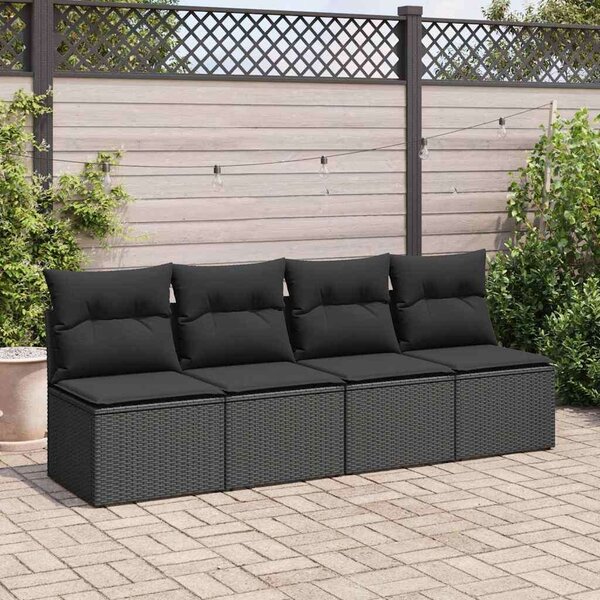 VidaXL Polyrattan Kerti Ülőgarnitúra - 4 részes - Fekete