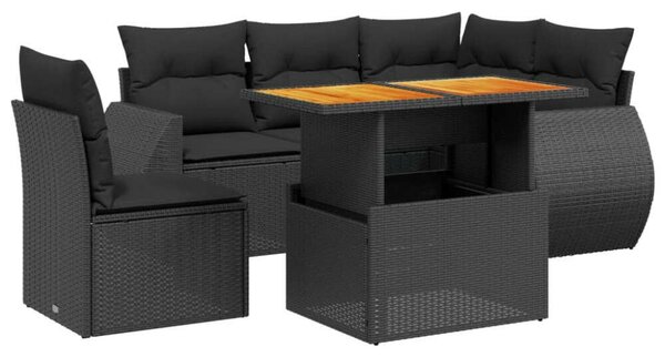 VidaXL Polyrattan Kerti Ülőgarnitúra - 6 részes - Fekete