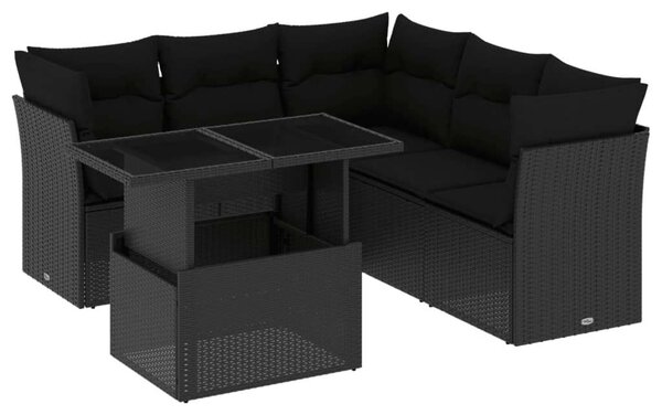 VidaXL Polyrattan Kerti Ülőgarnitúra - 6 részes - Fekete