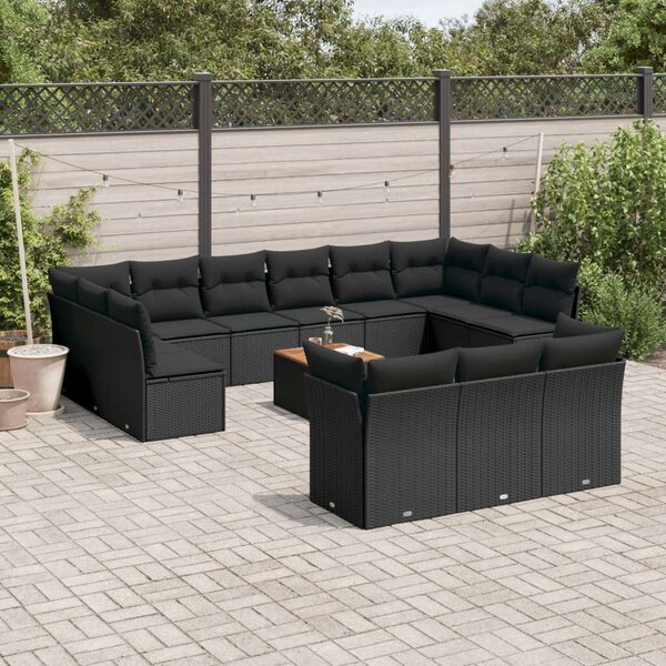 VidaXL Polyrattan Kerti Ülőgarnitúra - 14 részes - Fekete