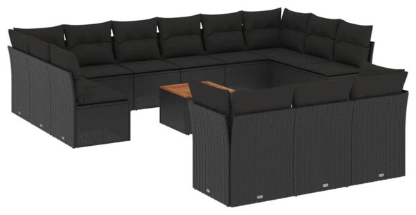 VidaXL Polyrattan Kerti Ülőgarnitúra - 14 részes - Fekete