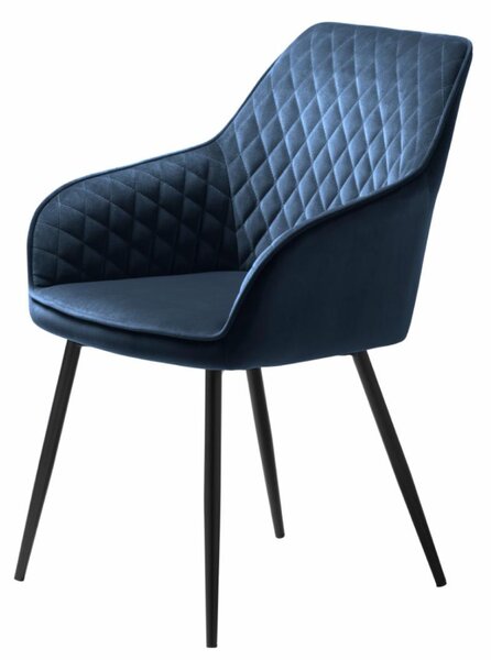 Milton kék bársony karfás szék
