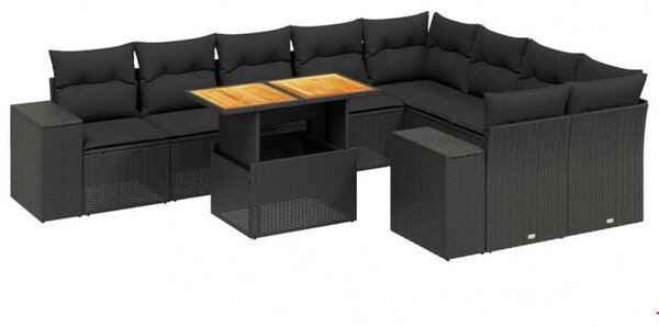 VidaXL Polyrattan Kerti Ülőgarnitúra - Fekete - 10 részes