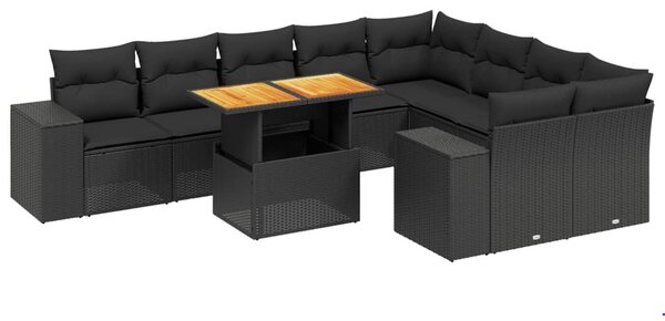 VidaXL Polyrattan Kerti Ülőgarnitúra - Fekete - 10 részes