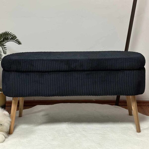 Atelier Del Sofa puff fekete Oslo vászon - fekete