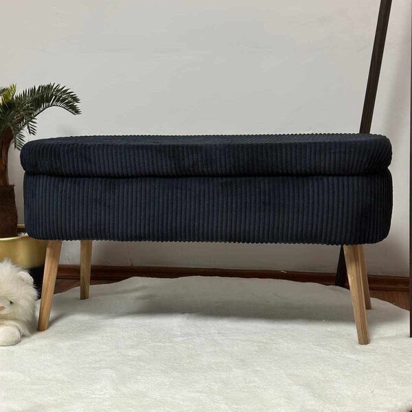 Atelier Del Sofa puff fekete Oslo vászon - fekete