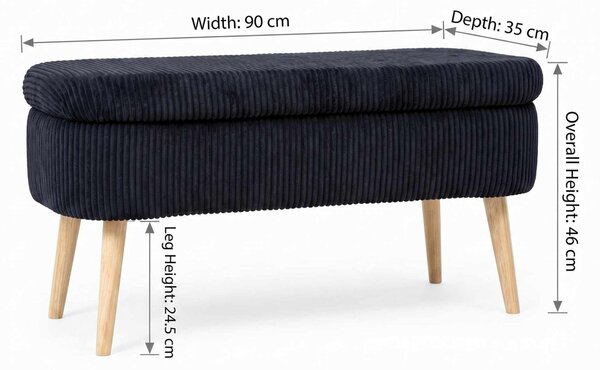 Atelier Del Sofa puff fekete Oslo vászon - fekete
