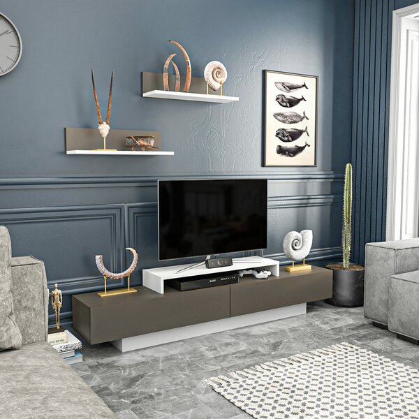 Hanah Home TV Unit White Brown Lusi - White, Brown