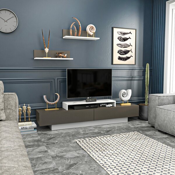 Hanah Home TV Unit White Brown Lusi - White, Brown