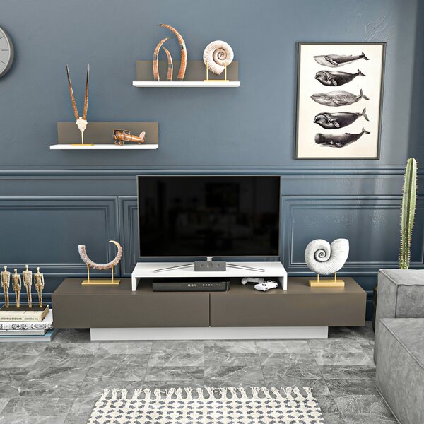 Hanah Home TV Unit White Brown Lusi - White, Brown