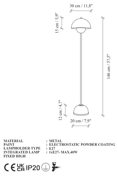 Opviq Floor Lamp Red Eylul - 15682 - B
