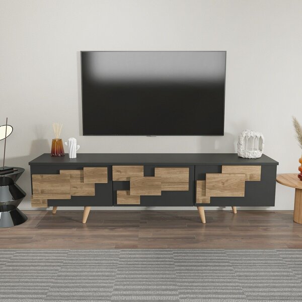 Hanah Home TV állvány antracit dió 3 D - Antracit, dió