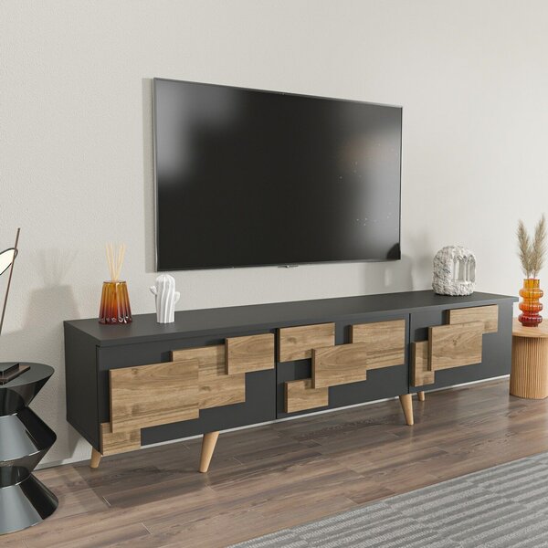 Hanah Home TV állvány antracit dió 3 D - Antracit, dió