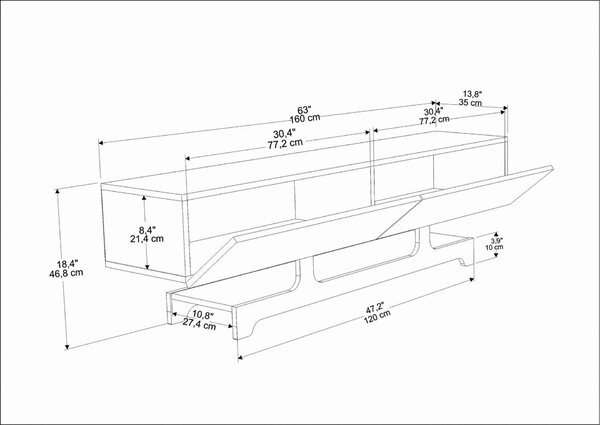 Hanah Home TV állvány Walnut Tera - diófa szín: dió