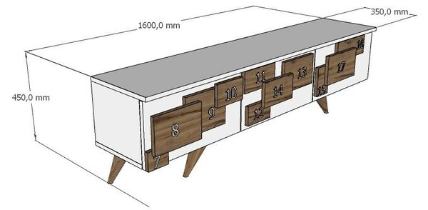 Hanah Home TV Stand White Marble 3 D - White, Marble