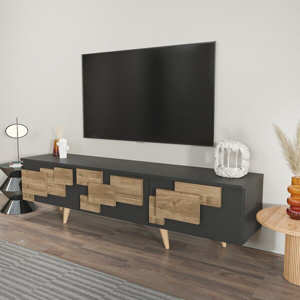 Hanah Home TV állvány antracit dió 3 D - Antracit, dió