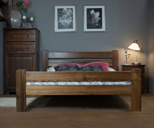 AMI bútorok Fenyőfa ágy Neli 140x200 cm, dió színben