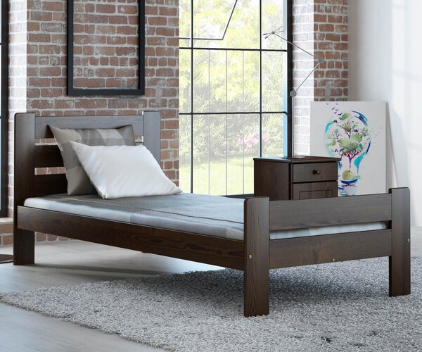 AMI bútorok Fenyőfa ágy Neli 90x200 cm, dió színben