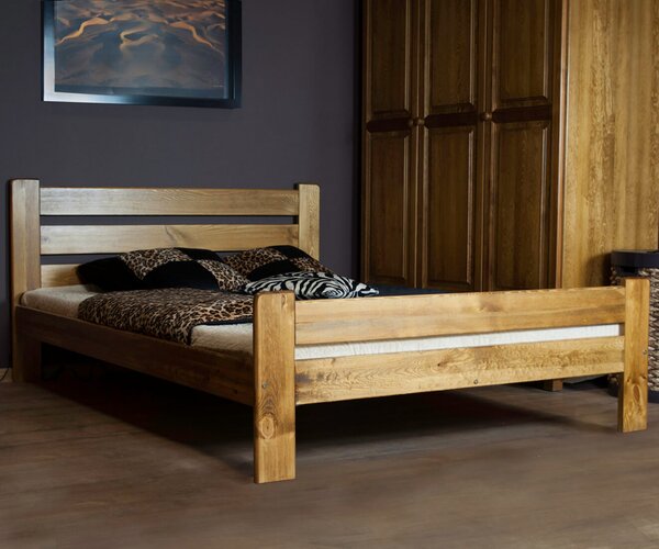 AMI bútorok Fenyőfa ágy Neli 120x200 cm, tölgy színben