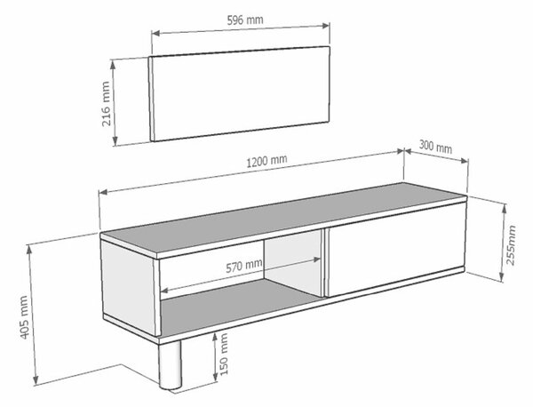 Hanah Home TV állvány Antracit Travertin Mona 120 - Antracit, Travertin