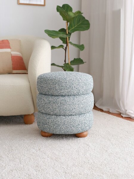 Atelier Del Sofa Puff Kékes Szürke Boumy Fa - Kék