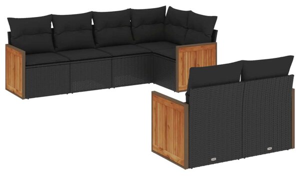 VidaXL 7 részes Kerti Ülőgarnitúra - Fekete Polyrattan