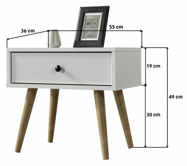 Hanah Home Éjjeliszekrény Fehér Vita 5101