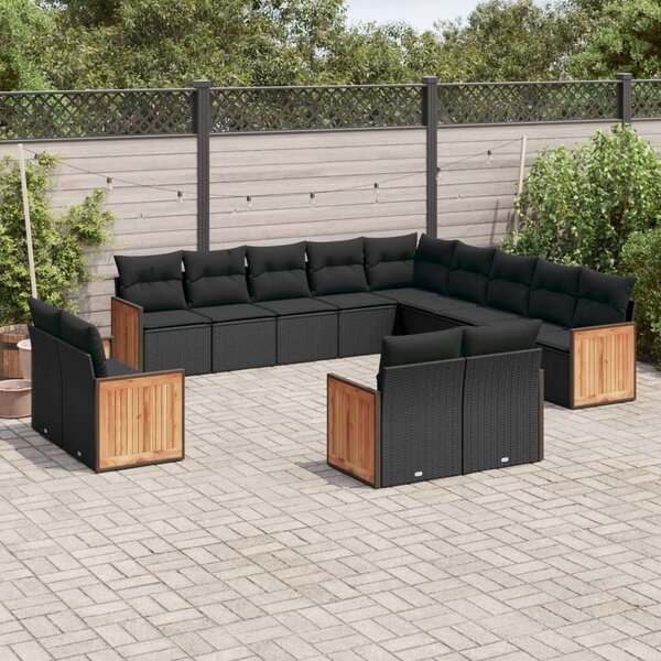 VidaXL Polyrattan Kerti Ülőgarnitúra - 13 részes - Fekete