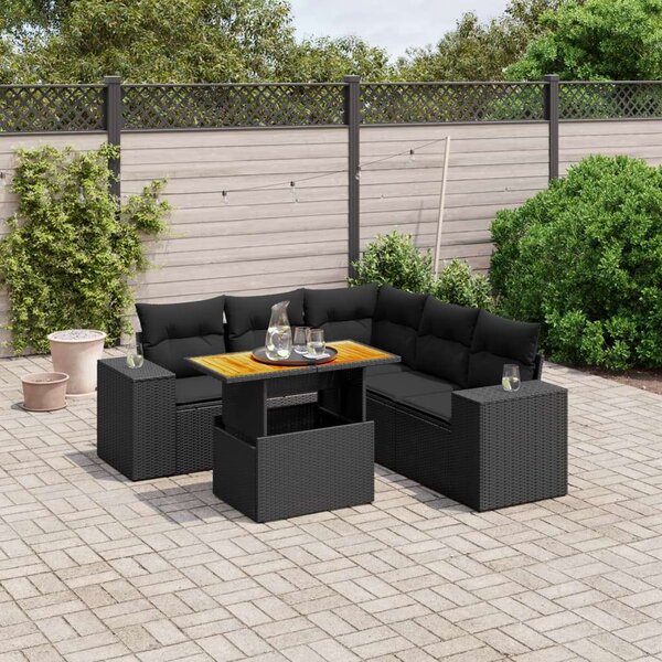VidaXL Polyrattan Kerti Ülőgarnitúra - 6 részes - Fekete