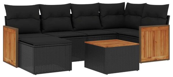 VidaXL Polyrattan Kerti Ülőgarnitúra - 7 részes - Fekete